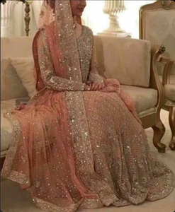 Elegante indio/pakistaní impresionante nupcial tradicional hasta el suelo vestido Trail Heavy Zardozi bordado acetato Material ATIYA - Product Image 4