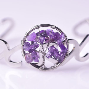 Bracelet en améthyste pour femme, <span class=keywords><strong>arbre</strong></span> <span class=keywords><strong>de</strong></span> <span class=keywords><strong>vie</strong></span>, chakra, <span class=keywords><strong>arbre</strong></span> <span class=keywords><strong>de</strong></span> sagesse, <span class=keywords><strong>pierre</strong></span> <span class=keywords><strong>naturelle</strong></span>, pour le Feng Shui - Product Image 2