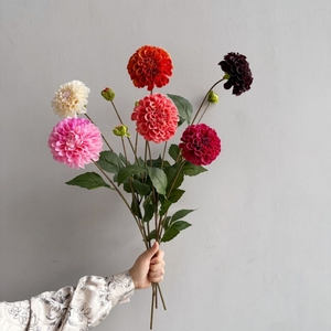YOPIN-2813 Fleurs de <span class=keywords><strong>Dahlia</strong></span> artificielles en latex de haute qualité à toucher réaliste, rose vif, pour décoration de mariage - Product Image 3