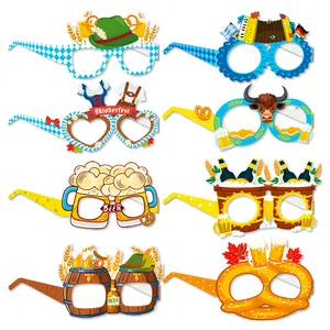 8 pezzi set Oktoberfest occhiali di carta per feste in maschera divertente foto Booth oggetti di scena per bambini adulti bavarese festa della birra tedesca Festival