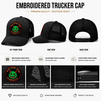 Casquettes Originales Structurées Style Trucker avec Broderie 3D en Relief Thème Chocolat et Contraste Vert, Modèle Boutique