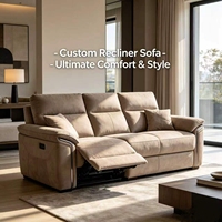 Ensemble de fauteuils inclinables Frank Exclusive en cuir respirant noir, pour un salon confortable