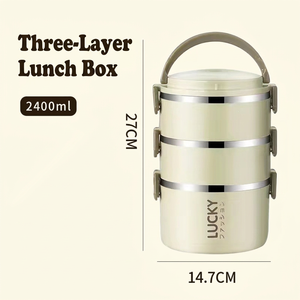 Boîte à lunch en acier inoxydable avec couvercle, empilable, multi-couches, isotherme, pour la préparation des repas à l'école ou au bureau - Product Image 6
