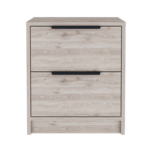 Modern Nightstand 19 In H Two <b>Drawers</b> Light Gray <b>Storage</b> <b>Drawer</b> Bedroom Furniture - Product Image 3