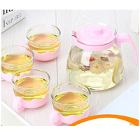 Set Van 5 Stuks Glazen Theepot Bekers Voor Koude Dranken Sap Fruit Thee Business Reclame Geschenk Water Kan Set