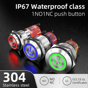 مفاتيح زر Pushbutton من المصنع معدنية مؤقتة مقاومة للماء 1nc 1nc زر <span class=keywords><strong>Ip67</strong></span> Tri 16 19 مفتاح noul 22 معدن دفع بألوان RGB - Product Image 2