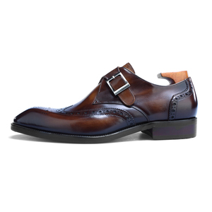 Chaussures <span class=keywords><strong>Derby</strong></span> Formelles de Mariage F64-KH6 en Cuir de Vachette Pleine Fleur, Sculptées à la Main, Bouton Unique, Qualité Supérieure et Luxe - Product Image 4