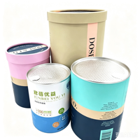 Tube d'emballage en papier kraft de qualité alimentaire avec couvercle en aluminium facile à décoller, écologique et recyclable, pour biscuits, chips et snacks, avec estampage à chaud évanescent