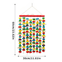 Jouet interactif pour oiseaux : Décoration de cage suspendue en rotin style cascade, blocs de bois et boules, pour grimper et mâcher