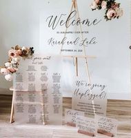 Papan Akrilik Persegi Selamat Datang di Pernikahan Kami, Papan Tanda Masuk, Buku Tamu, Set Tanda Pernikahan, Buket Bunga Artifisial YZFY