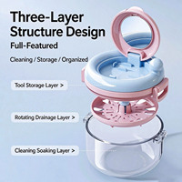 Leak Proof Leaks Denture Bath Box Portable Orthodontic Storage Container Retainer Case for Women Teen Girls