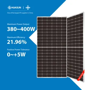 HUASUN Tiongkok Panneaux Solair 380W 385W 390W 395W 400 Watt Panel Energi Surya Hjt Bifacial Stok Gudang UE