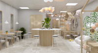 Meubles de boutique de café en bois à la mode, Design de bonbons personnalisés, présentation de boutique de beignets, comptoir de Bar de café moderne