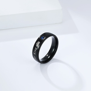 King And Queen <b>Titanium</b> Steel Couple <b>Rings</b> His Queen Her King Wedding Bands Rose Gold Black With Crown Design - Product Image 4