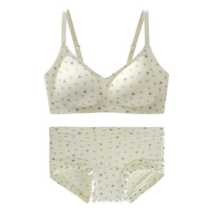 Completo Intimo Donna 2026 in <span class=keywords><strong>Cotone</strong></span> Morbido con Stampa Gingham, Senza Ferretto, Traspirante, Stile Ragazza, Personalizzazione OEM - Product Image 6