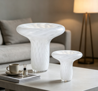 Sculpture en verre minimaliste K9 Crystal Urban Rainy Season, figurine contemporaine blanche pour une décoration élégante de la maison, art de table
