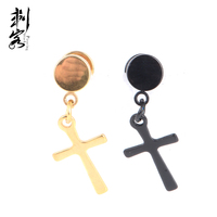 Faux dilatateur d'oreille en acier chirurgical 316L avec pendentif croix – Tendance pour les fêtes et mariages