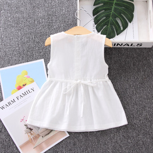 Produits les plus vendus, vêtements pour enfants, vêtements décontractés, robe blanche sans manches à imprimé soleil mignon pour filles - Product Image 2