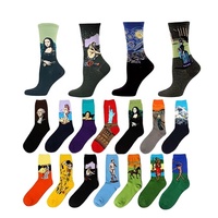 Robe en coton médiéval pour hommes, chaussettes en coton, célèbre imprimée à 360 degrés, peinture artistique, vente en gros