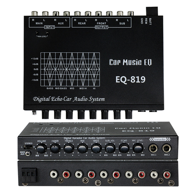 Multifunctional Microphone Input Equalizer Sensitivity Control EQ-819 Car Audio Equalizer Amplifier