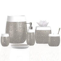 Articles ménagers de luxe, ensemble d'accessoires de salle de bain en résine écologique naturelle 5 étoiles pour la décoration de la maison