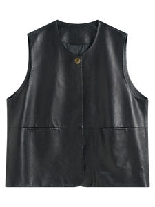 <span class=keywords><strong>Gilet</strong></span> en cuir de mouton tempérament simple de style européen et américain <span class=keywords><strong>gilet</strong></span> de <span class=keywords><strong>grande</strong></span> <span class=keywords><strong>taille</strong></span> polyvalent noir - Product Image 3