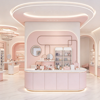 Vitrine de boutique en bois personnalisable de haute qualité Éclairage LED Meubles de design d'intérieur commercial pour vitrine de cosmétiques