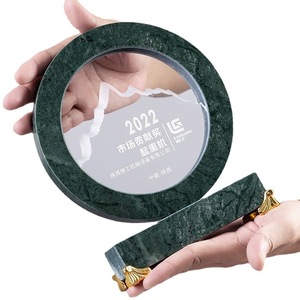 Médailles et Plaques de Récompense d'Assurance <span class=keywords><strong>en</strong></span> Marbre Vert de Forme Ronde avec Impression UV pour Souvenirs d'Entreprise - Product Image 1