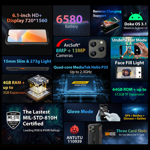 Oscal S70 Pro 5G Android 12 6.1 inch điện thoại thông minh 13MP gồ ghề không thấm nước di động thương hiệu mới ban đầu 4GB + 64GB NFC LTE các tính năng - Product Image 2