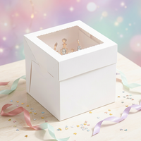 Boîte à gâteau en carton blanc durable 8 10 12 pouces avec grande fenêtre, emballage cadeau minimaliste pour boulangerie