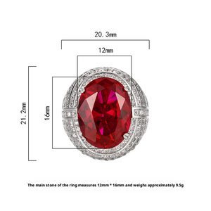 Anillos Ajustables de Cobre Ecológico con Circonita Roja Ovalada de 12*16mm para Mujer, Joyerí<span class=keywords><strong>a</strong></span> Vintage con Revestimiento Duradero - Product Image 2