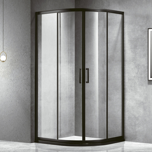 Hotel moderno vidrio templado marco de acero inoxidable negro cuarto de ducha sello de puerta de vidrio templado cabina de ducha de baño - Product Image 2