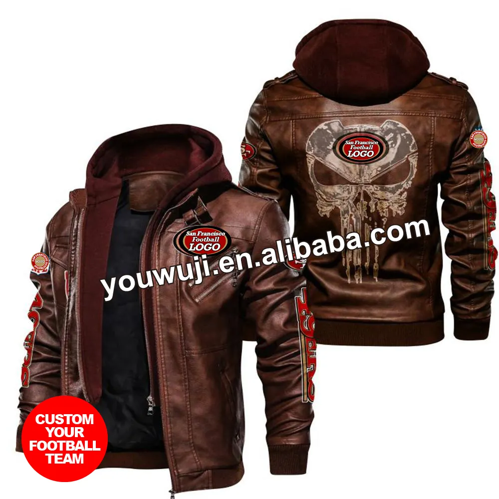 Nieuw Design Voetbal American Football Team Motorjas Heren Baseball Zip Jack Varsity Lederen Verwarmde Jas