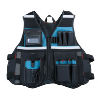 Mochila Portaherramientas Impermeable con Múltiples Bolsillos, Tiras Reflectantes y Malla Transpirable para Electricistas, Carpinteros y Trabajadores de la Construcción
