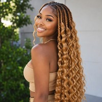 Cheveux en vrac Deep Wave de 32 pouces, 100g, lisses et soyeux, pour tresses au crochet, couleur personnalisée, pour toutes les occasions
