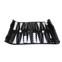 Maßgefertigtes Luxus-Backgammon-Set aus PU-Leder, Reise-Backgammon, Rollbares On-the-Go-Spielset
