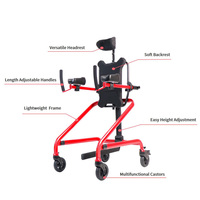 GT01 Déambulateur Ajustable pour Enfants Atteints de Paralysie Cérébrale avec Appui-tête et Siège pour Enfants Handicapés à Besoins Spéciaux de 1 à 1,75 m de Taille