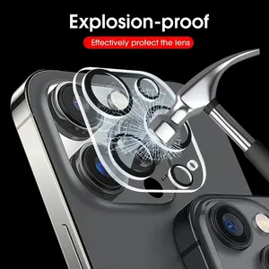 1PCK Verre Trempé pour iPhone 17 16 15 14 13 Pro Max Plus Mini Protection d'Objectif d'Appareil Photo <span class=keywords><strong>Film</strong></span> Protecteur Cercle Noir - Product Image 4