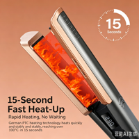 Plancha de Pelo 2 en 1 con Iones Negativos Premium, Pantalla LCD, 13 Niveles de Temperatura, Placas Flotantes, Doble Voltaje, Herramienta de Peinado para el Hogar y Salón