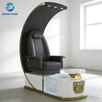Fauteuil de pédicure et de manucure de luxe inclinable pour salon de beauté, avec fonction spa et bain de pieds lumineux
