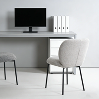 Chaise de salle à manger moderne en acier avec revêtement en lin, design ergonomique, pieds en métal - Écologique pour la maison et les restaurants
