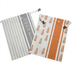 Lot de 2 sacs à pain en cire d'abeille et coton réutilisables, écologiques, pour le stockage alimentaire de pain maison, au levain, sandwichs et baguettes - Product Image 4