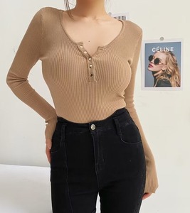 Combinaison moulante à manches longues en tricot pour <span class=keywords><strong>femme</strong></span>, combinaison sexy pour <span class=keywords><strong>femme</strong></span>, design de combinaison moulante, couleur unie, chemise de base élastique amincissante - Product Image 5