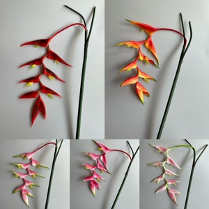 Décorations florales de mariage : Grande fleur artificielle suspendue rouge tropicale Heliconia Champneiana, toucher réaliste, aspect réaliste - Product Image 5