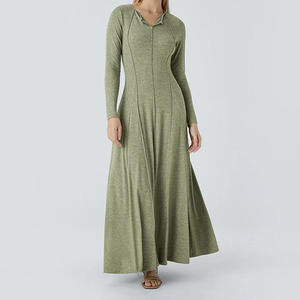 Vestido Casual Elegante de Otoño Invierno para Mujer, Estilo Europeo y Americano 2025-2026, Vestido Largo Informal con Mangas Largas y Corte Evase - Product Image 2