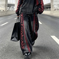 Pantalon décontracté F310/FANMAJIALIE tendance à taille mi-haute, imprimé léopard dégradé avec bandes latérales et cordon de serrage