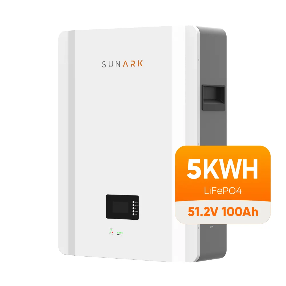 태양 에너지 51.2V 배터리 저장 회사를 위한 Sunark 벽걸이 형 배터리 리튬 100Ah 5Kwh 배터리