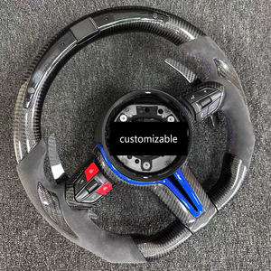 Ajuste para <span class=keywords><strong>BMW</strong></span> F10 M5 y <span class=keywords><strong>520d</strong></span> volante de fibra de carbono Alcantara Grip azul embellecedor de carbono LED paletas de carbono M1M2 calentado Lenkrad - Product Image 1
