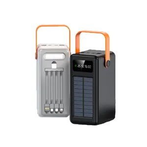 בנק כוח סולארי 30000 מ "ה בנוי כבל מטען נייד חיצוני חבילת חשמל חיצונית חבילת חשמל עבור iPhone Samsung huawei