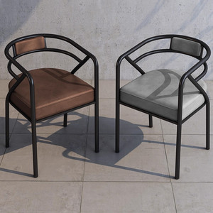 <span class=keywords><strong>Chaise</strong></span> de salle à manger en métal de style nordique avec dossier, accoudoirs et coussin rembourré - Product Image 3